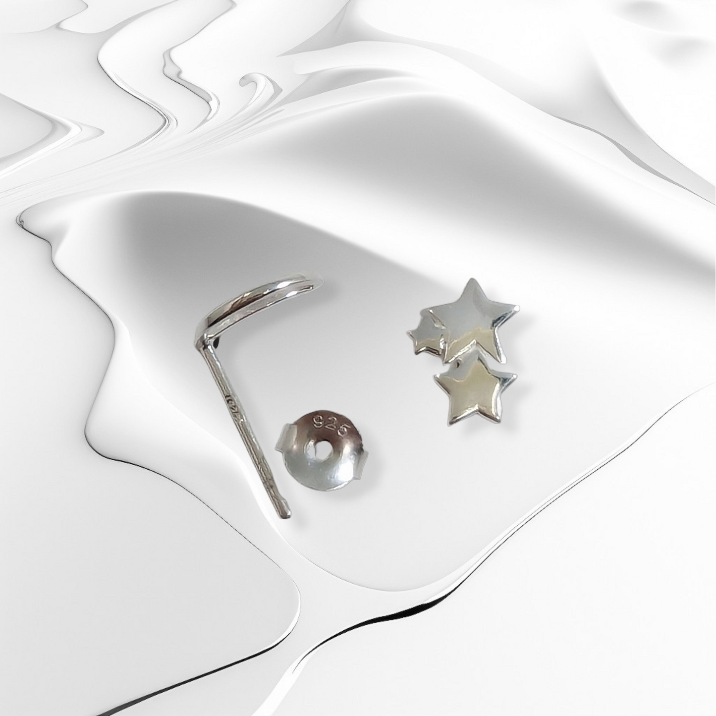 925 Sterling Silver Stud Earrings *Silver Moon & Star Earrings