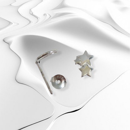 925 Sterling Silver Stud Earrings *Silver Moon & Star Earrings