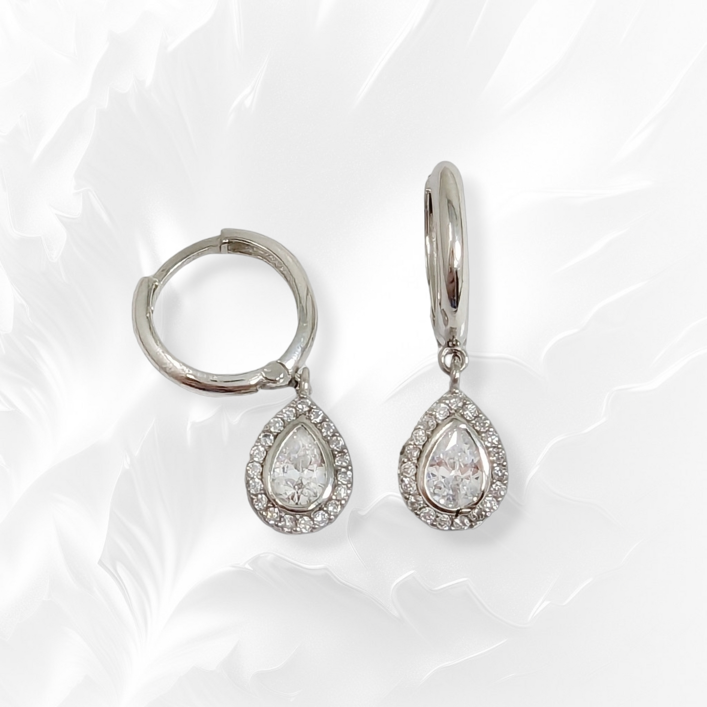 925 Sterling Silver Huggies Hoop Earrings with Cubic Zirconia Crystals