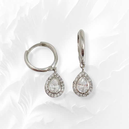 925 Sterling Silver Huggies Hoop Earrings with Cubic Zirconia Crystals