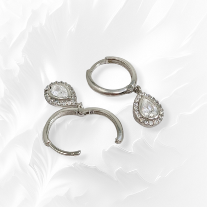 925 Sterling Silver Huggies Hoop Earrings with Cubic Zirconia Crystals