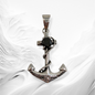 925 Sterling Silver Men's Pendant With Cubic Zirconia Crystals *Silver Anchor Pendant