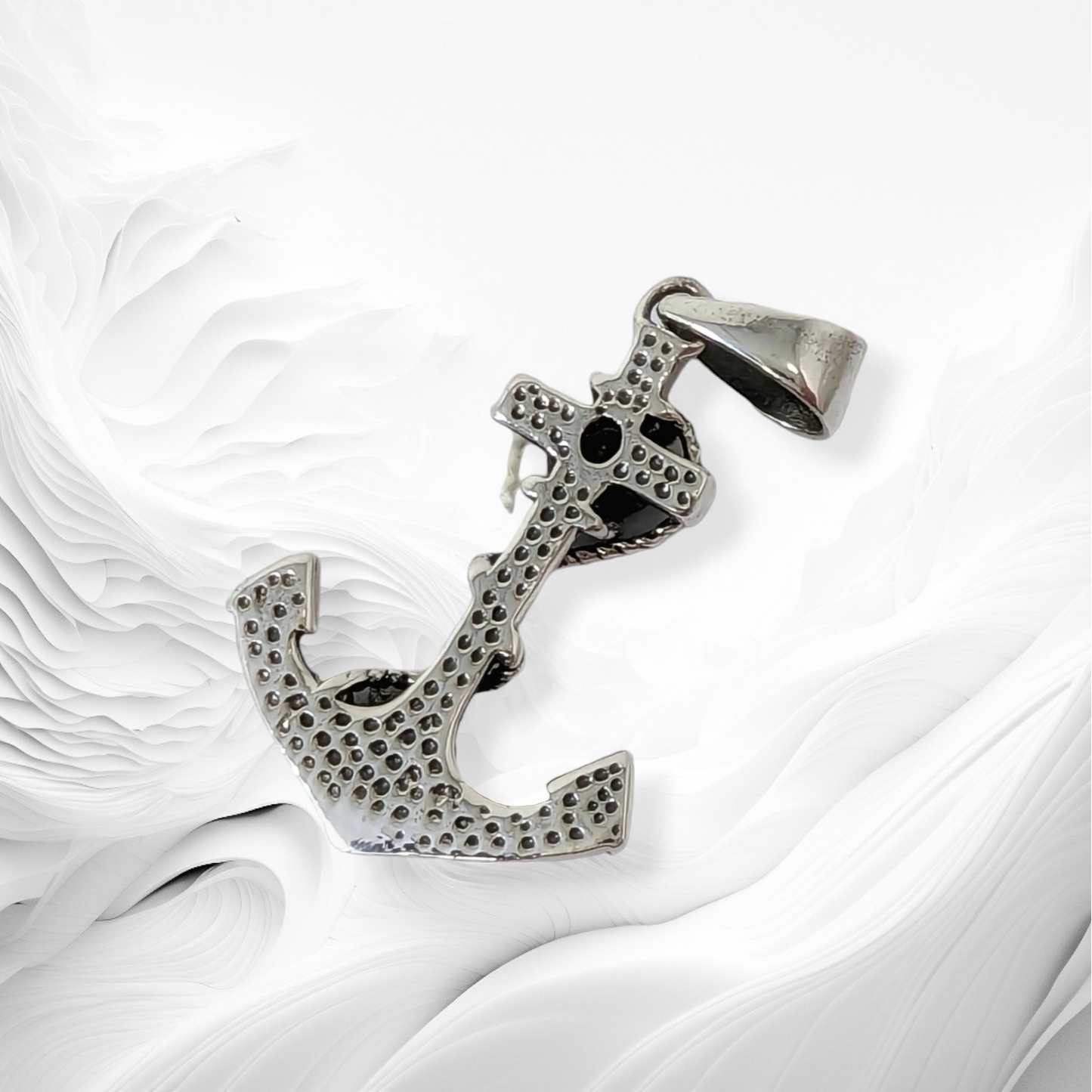 925 Sterling Silver Men's Pendant With Cubic Zirconia Crystals *Silver Anchor Pendant