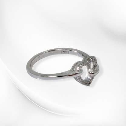 925 Sterling Silver Women's Ring with Cubic Zirconia Crystals *Heart Silver Ring