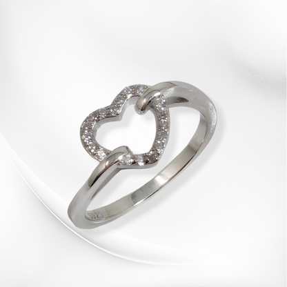 925 Sterling Silver Women's Ring with Cubic Zirconia Crystals *Heart Silver Ring