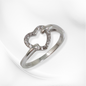 925 Sterling Silver Women's Ring with Cubic Zirconia Crystals *Heart Silver Ring