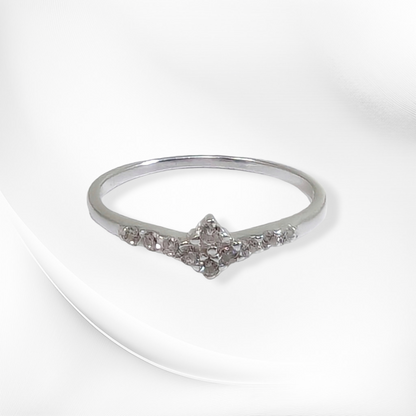 Genuine 925 Sterling Silver Thin Women's Ring with Cubic Zirconia Crystals