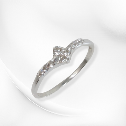 Genuine 925 Sterling Silver Thin Women's Ring with Cubic Zirconia Crystals