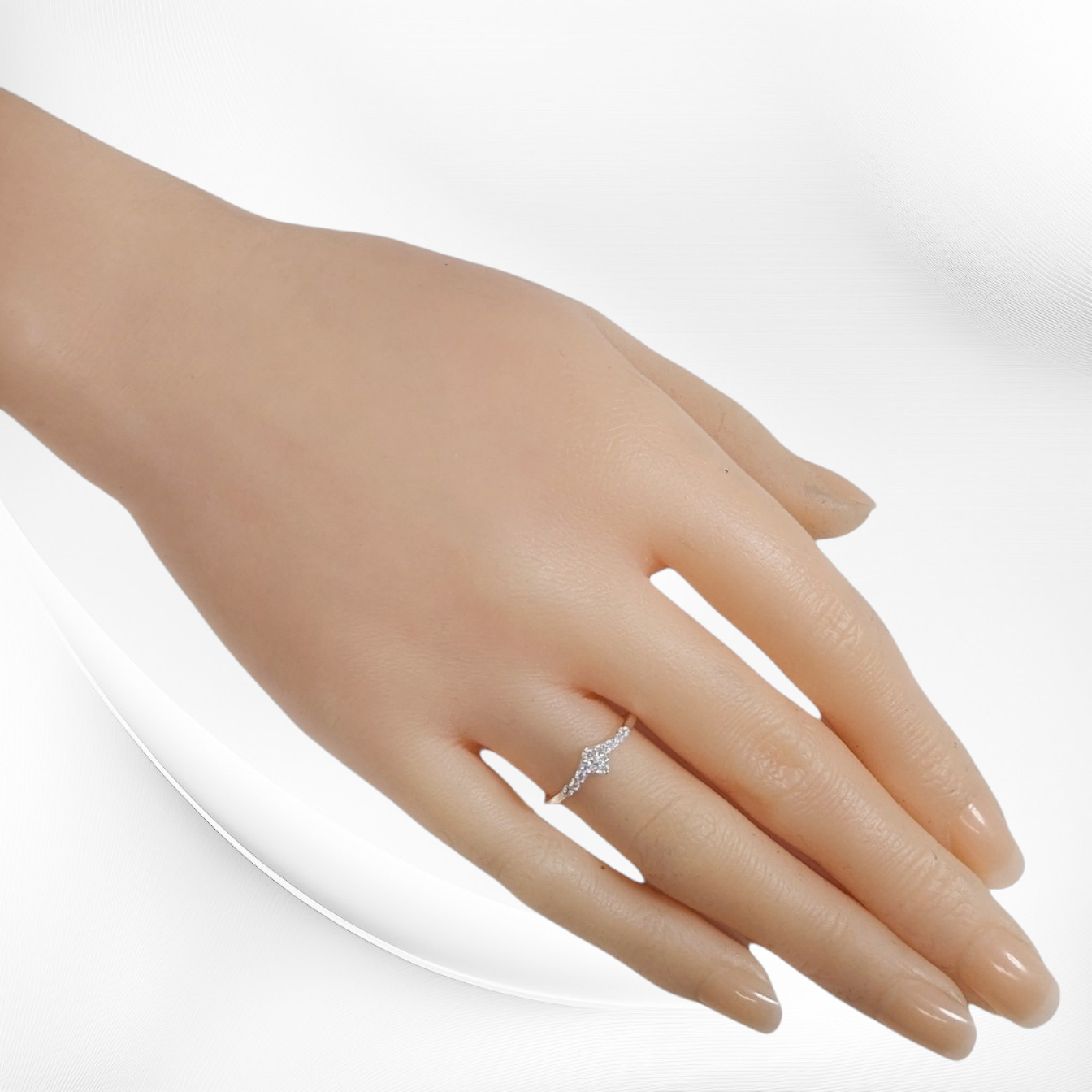 Genuine 925 Sterling Silver Thin Women's Ring with Cubic Zirconia Crystals