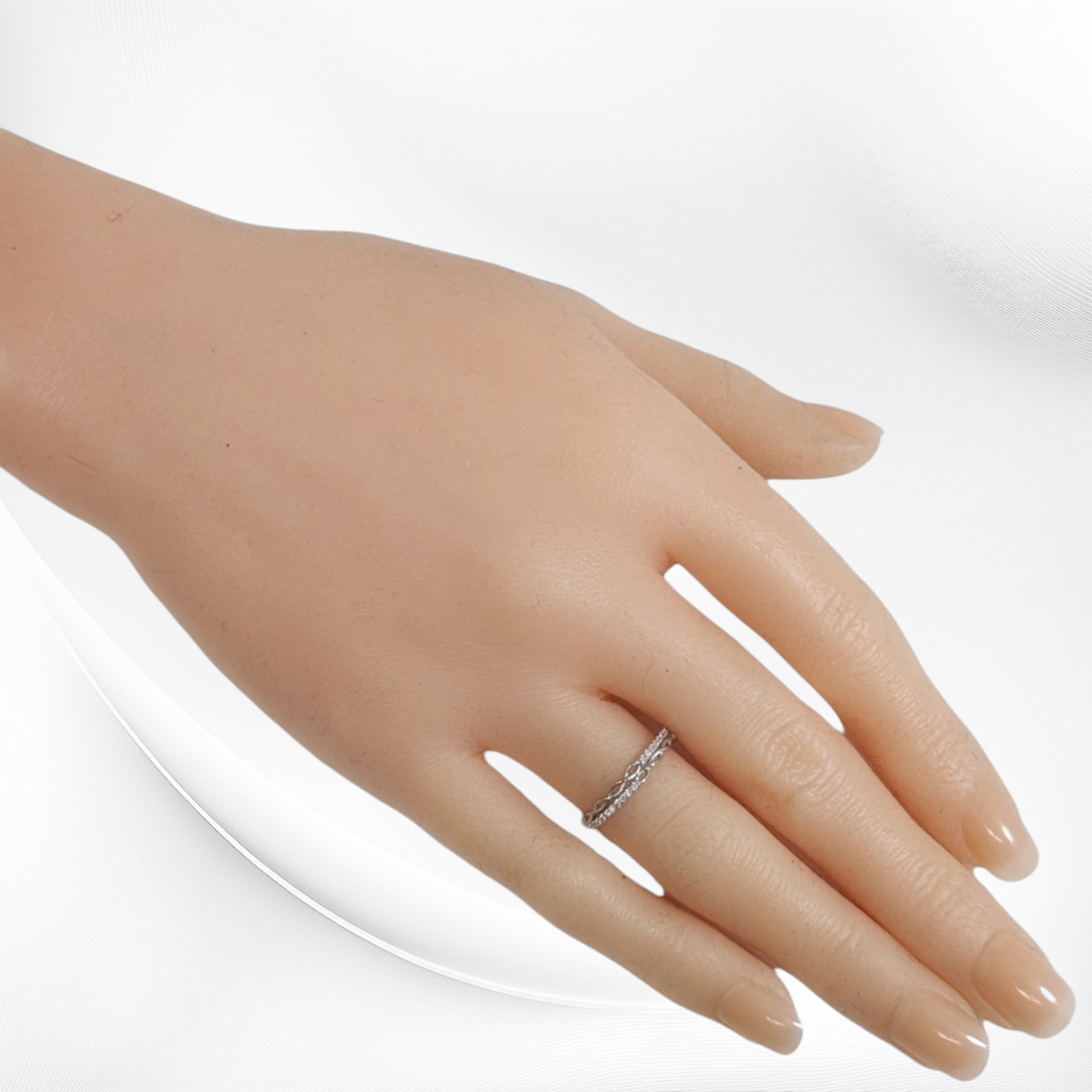 Genuine 925 Sterling Silver Thin Women's Ring with Cubic Zirconia Crystals