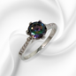 Genuine 925 Sterling Silver Solitaire Women's Ring with Mystic Topaz and Cubic Zirconia Crystals