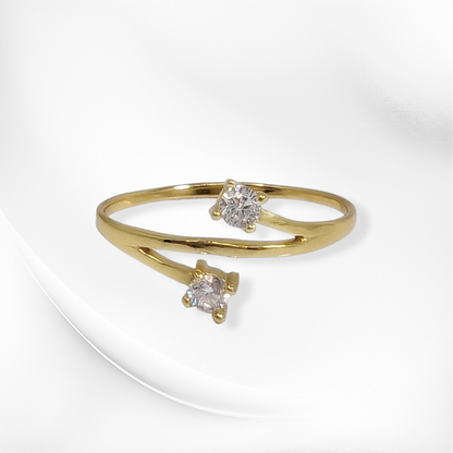 Genuine 925 Sterling Silver Thin Women's Ring with Cubic Zirconia Crystals, 14K Gold plated