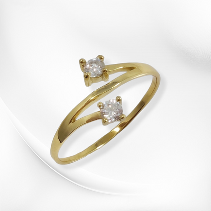 Genuine 925 Sterling Silver Thin Women's Ring with Cubic Zirconia Crystals, 14K Gold plated