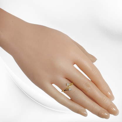 Genuine 925 Sterling Silver Thin Women's Ring with Cubic Zirconia Crystals, 14K Gold plated