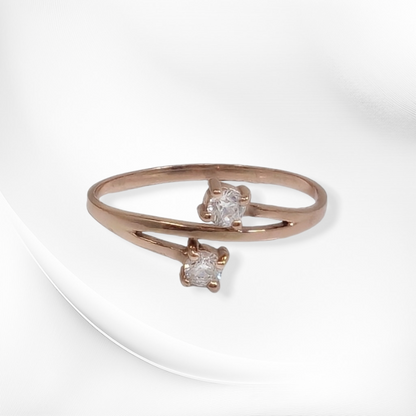 Genuine 925 Sterling Silver Thin Women's Ring with Cubic Zirconia Crystals, 14K Rose Gold plated
