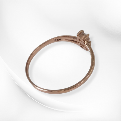 Genuine 925 Sterling Silver Thin Women's Ring with Cubic Zirconia Crystals, 14K Rose Gold plated
