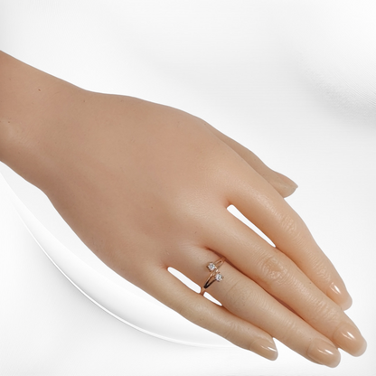 Genuine 925 Sterling Silver Thin Women's Ring with Cubic Zirconia Crystals, 14K Rose Gold plated