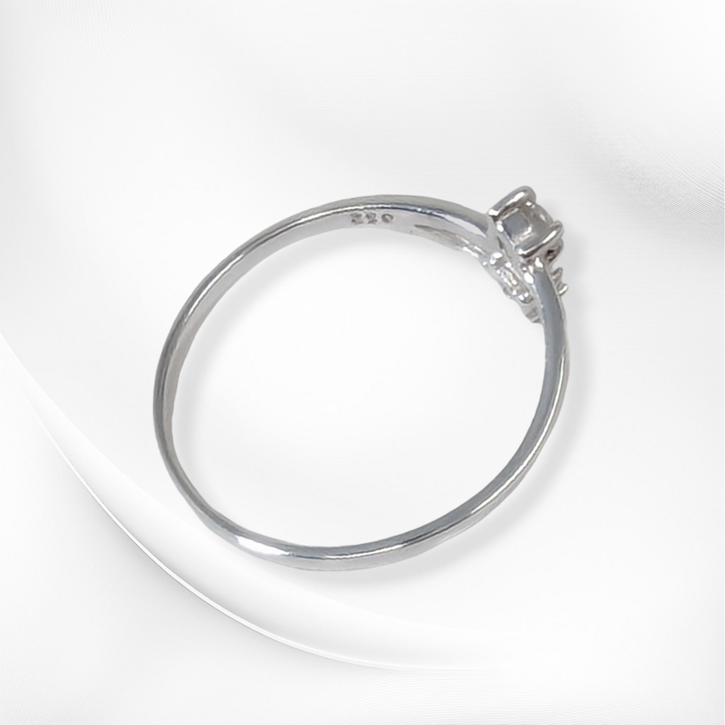 Genuine 925 Sterling Silver Thin Women's Ring with Cubic Zirconia Crystals