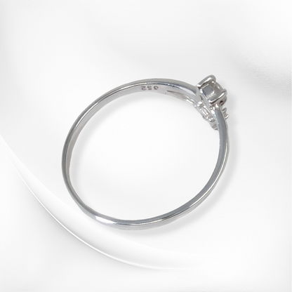 Genuine 925 Sterling Silver Thin Women's Ring with Cubic Zirconia Crystals