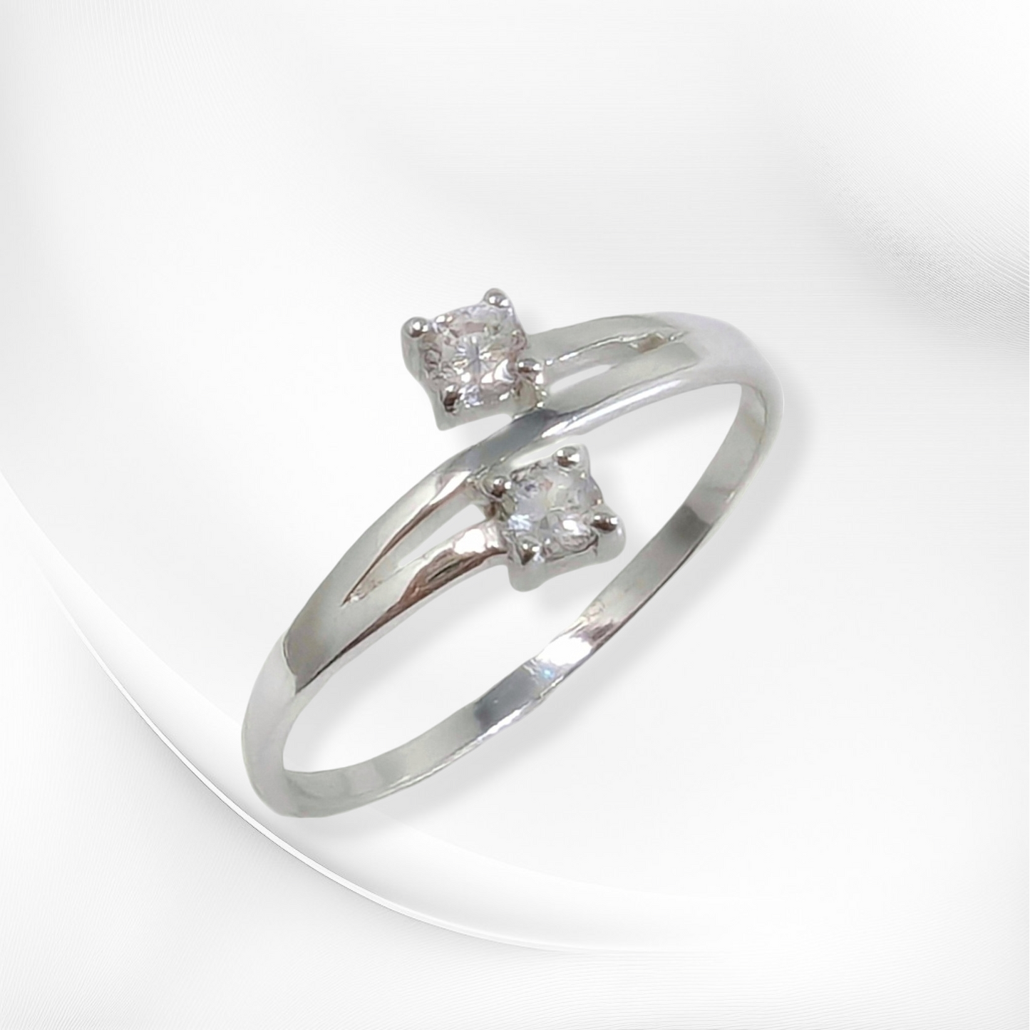 Genuine 925 Sterling Silver Thin Women's Ring with Cubic Zirconia Crystals