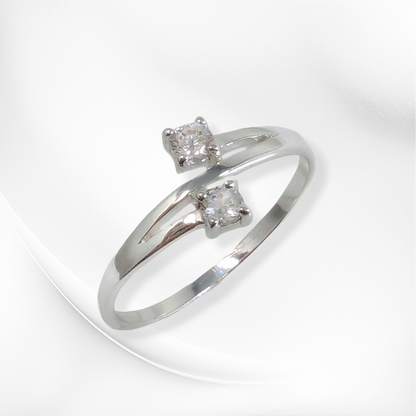 Genuine 925 Sterling Silver Thin Women's Ring with Cubic Zirconia Crystals