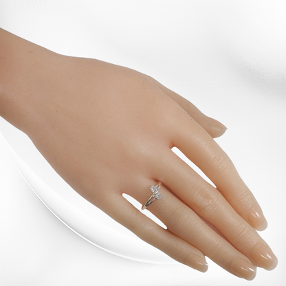 Genuine 925 Sterling Silver Thin Women's Ring with Cubic Zirconia Crystals