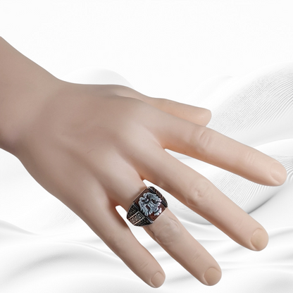 925 Sterling Silver Men's Ring With Authentic Red Agate and Marcasite