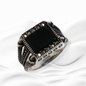 925 Sterling Silver Men's Ring With Authentic Black Onyx Gemstone and Marcasite
