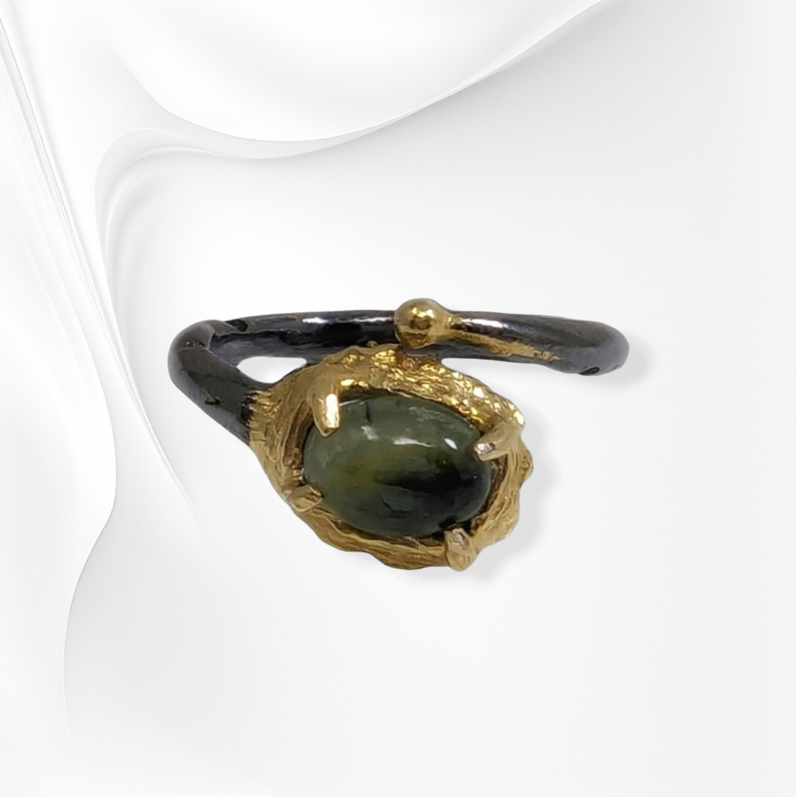 925 Sterling Silver Women's Ring with Authentic Tourmaline Gemstone, Black Rhodium plated