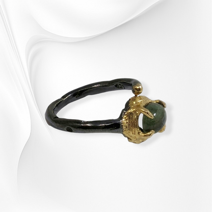 925 Sterling Silver Women's Ring with Authentic Tourmaline Gemstone, Black Rhodium plated