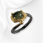 925 Sterling Silver Women's Ring with Authentic Tourmaline Gemstone, Black Rhodium plated