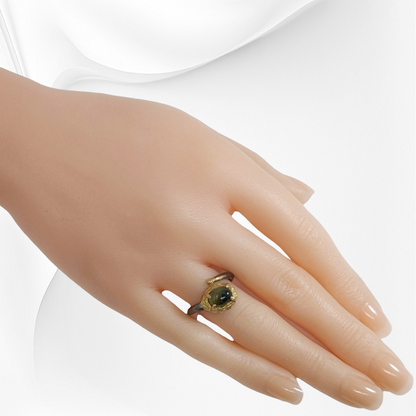 925 Sterling Silver Women's Ring with Authentic Tourmaline Gemstone, Black Rhodium plated