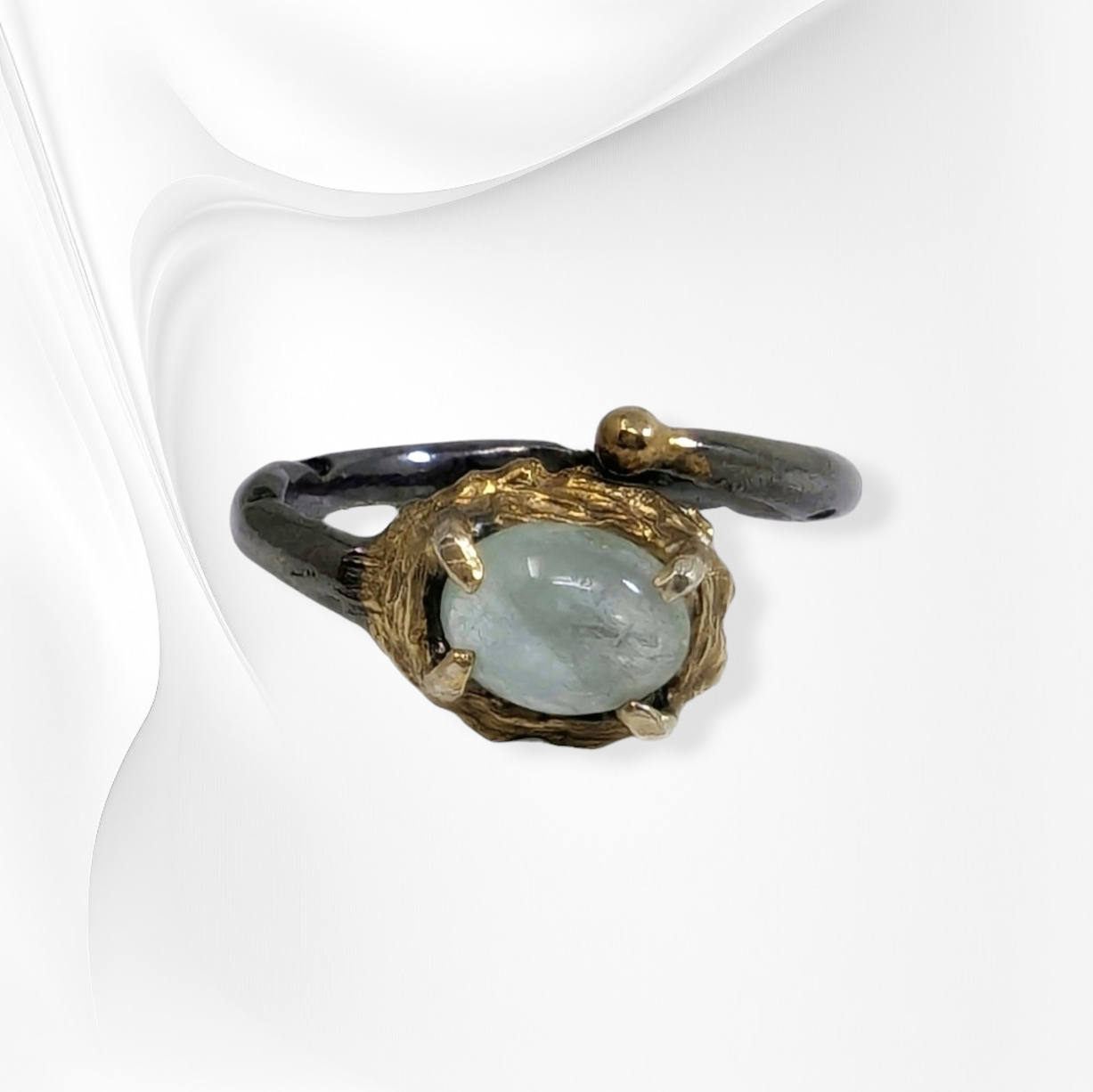 925 Sterling Silver Women's Ring with Authentic Tourmaline Gemstone, Black Rhodium plated