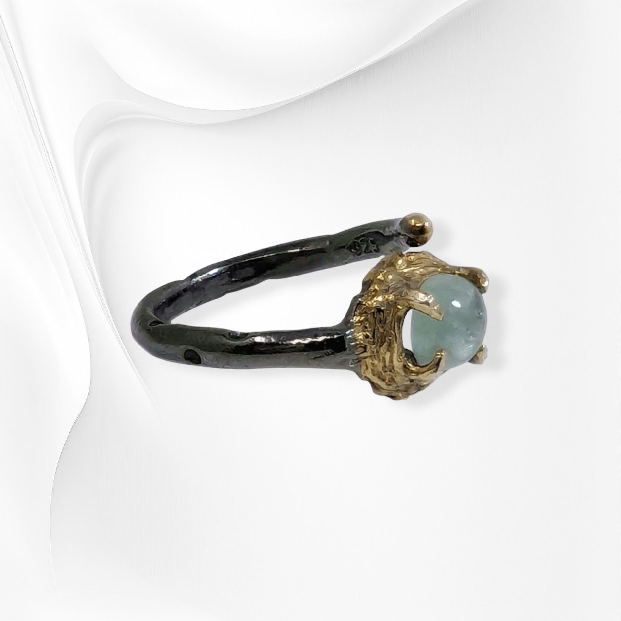 925 Sterling Silver Women's Ring with Authentic Tourmaline Gemstone, Black Rhodium plated