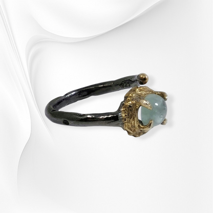 925 Sterling Silver Women's Ring with Authentic Tourmaline Gemstone, Black Rhodium plated