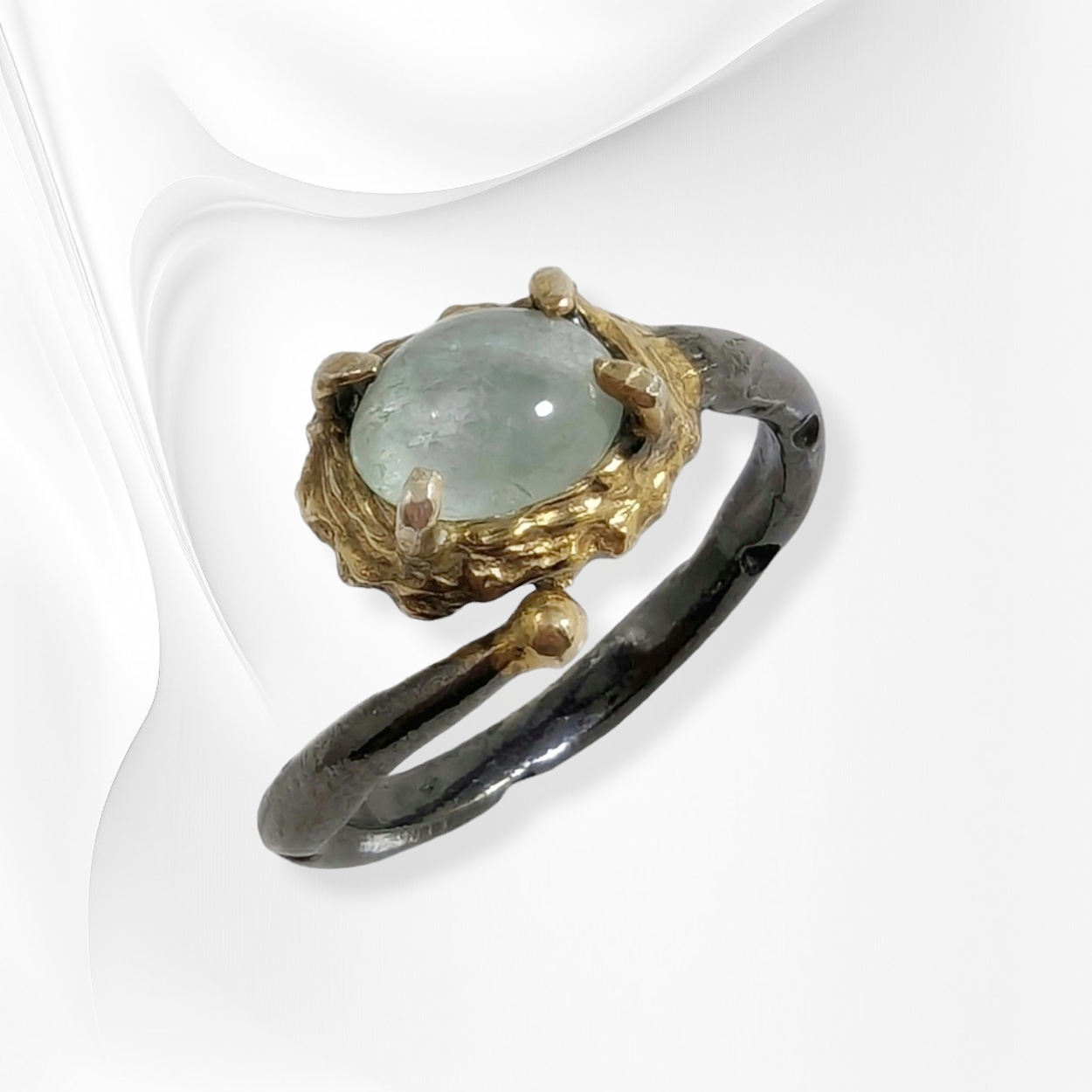 925 Sterling Silver Women's Ring with Authentic Tourmaline Gemstone, Black Rhodium plated