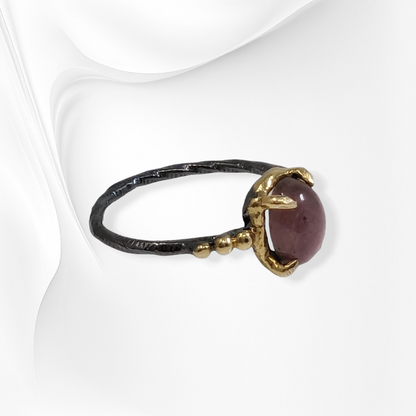 925 Sterling Silver Women's Ring with Authentic Tourmaline Gemstone, Black Rhodium plated