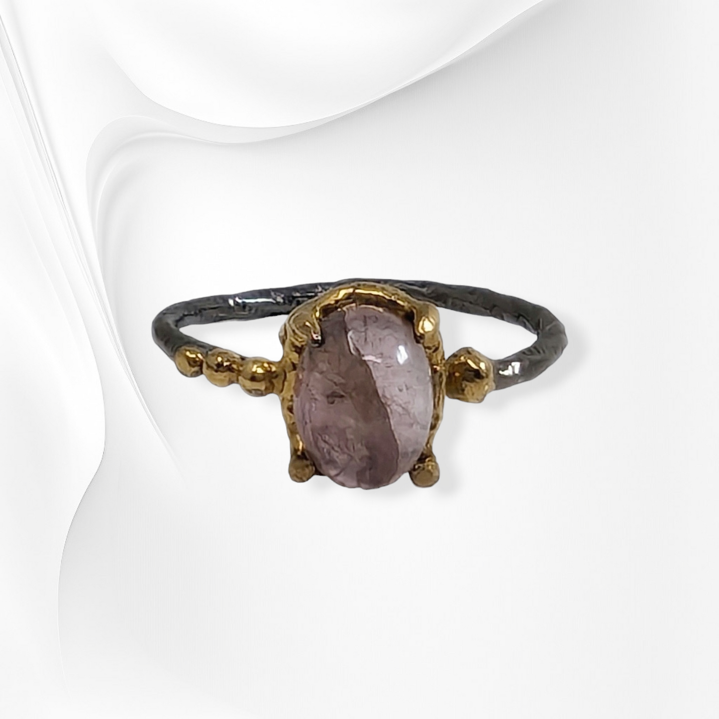 925 Sterling Silver Women's Ring with Authentic Tourmaline Gemstone, Black Rhodium plated