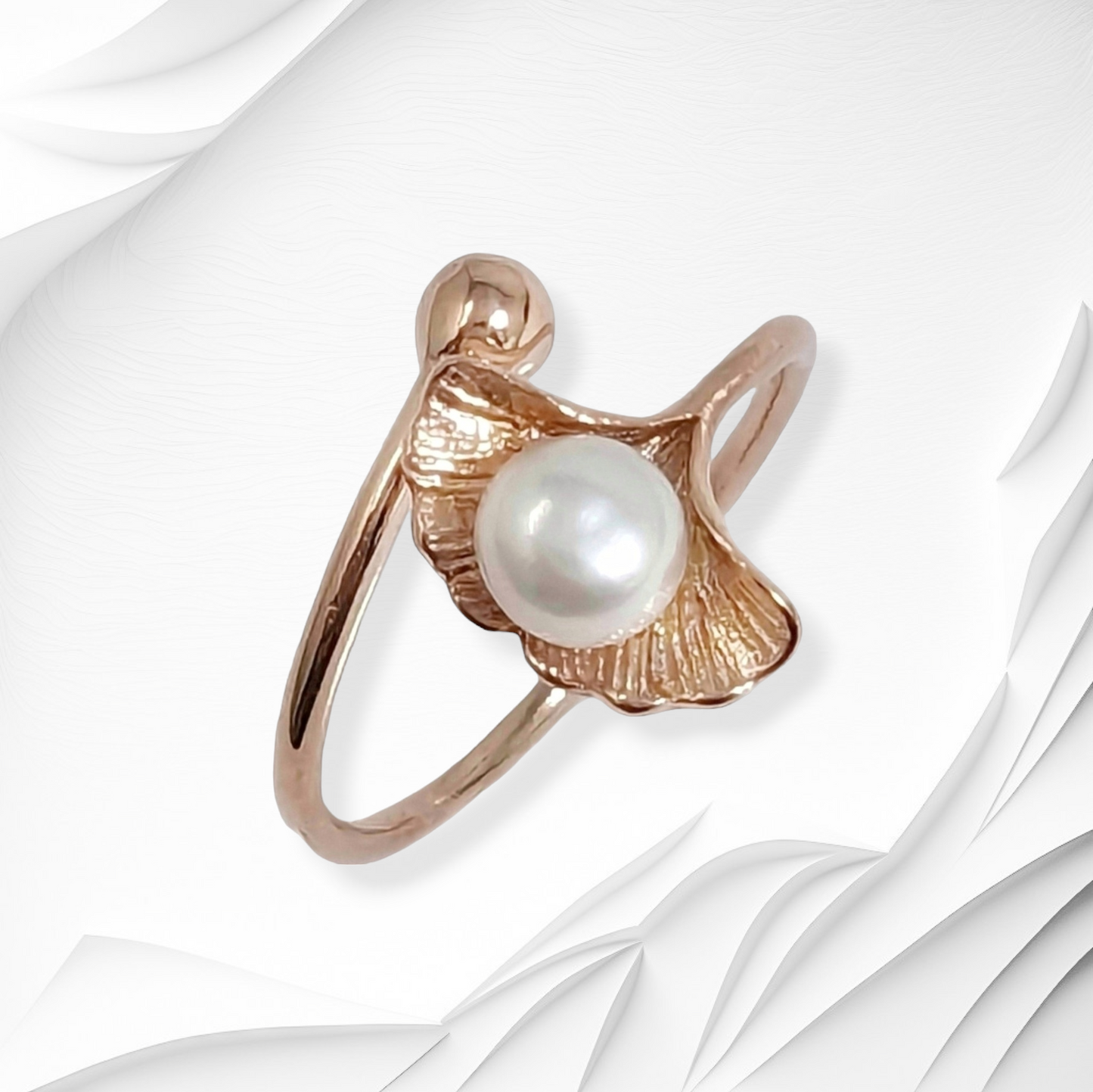 925 Sterling Silver Women's Ring with Authentic Freshwater Pearl, 14K Rose Gold plated