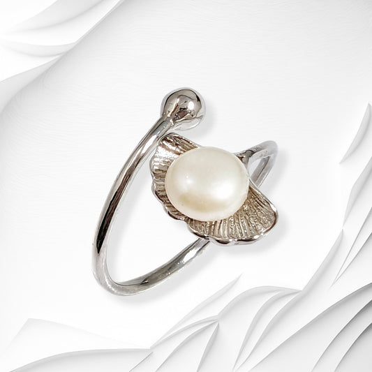 925 Sterling Silver Women's Ring with Authentic Freshwater Pearl