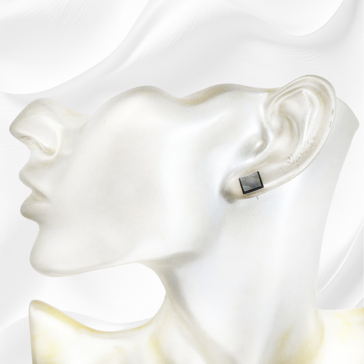 925 Sterling Silver Stud Earrings with Authentic Mother of Pearl *Abalone