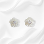 925 Sterling Silver Stud Earrings with Authentic Mother of Pearl and Cubic Zirconia Crystals