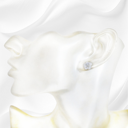 925 Sterling Silver Stud Earrings with Authentic Mother of Pearl and Cubic Zirconia Crystals