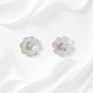 925 Sterling Silver Stud Earrings with Authentic Mother of Pearl and Cubic Zirconia Crystals