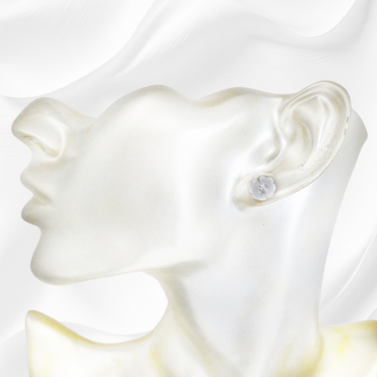 925 Sterling Silver Stud Earrings with Authentic Mother of Pearl and Cubic Zirconia Crystals