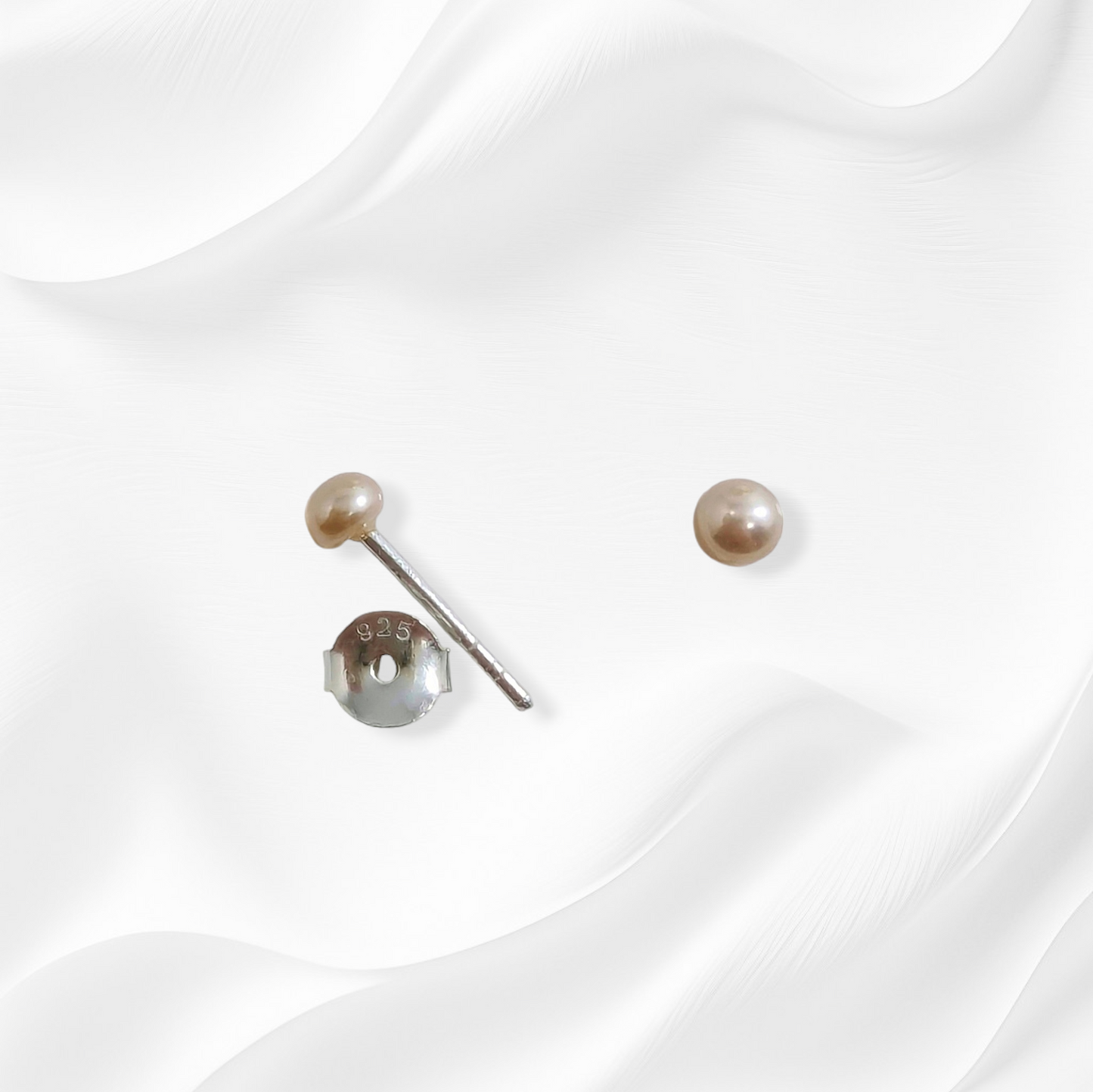 925 Sterling Silver Stud Earrings with Authentic Freshwater Pearls