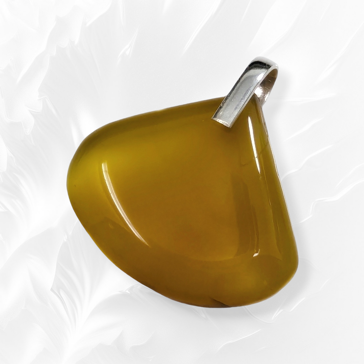 Authentic Yellow Onyx Gemstone and 925 Sterling Silver Women's Pendant