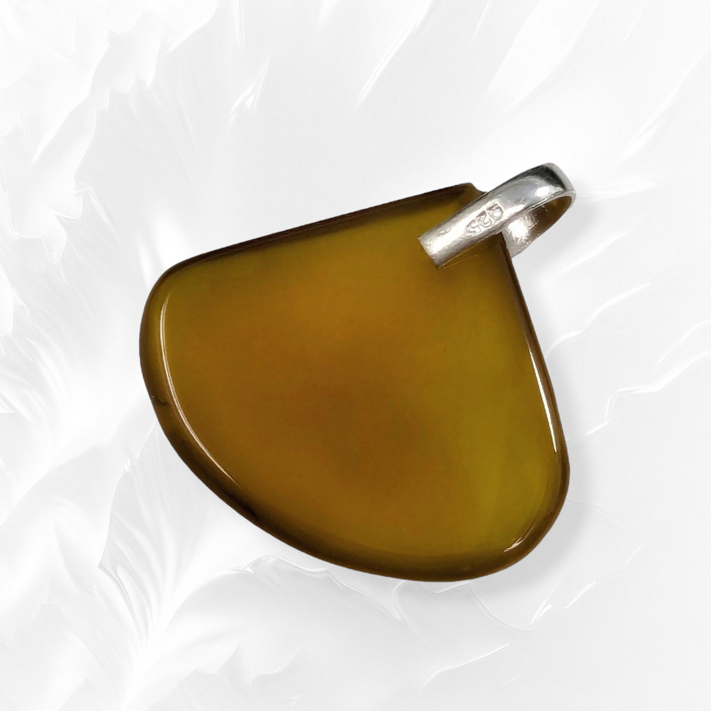 Authentic Yellow Onyx Gemstone and 925 Sterling Silver Women's Pendant