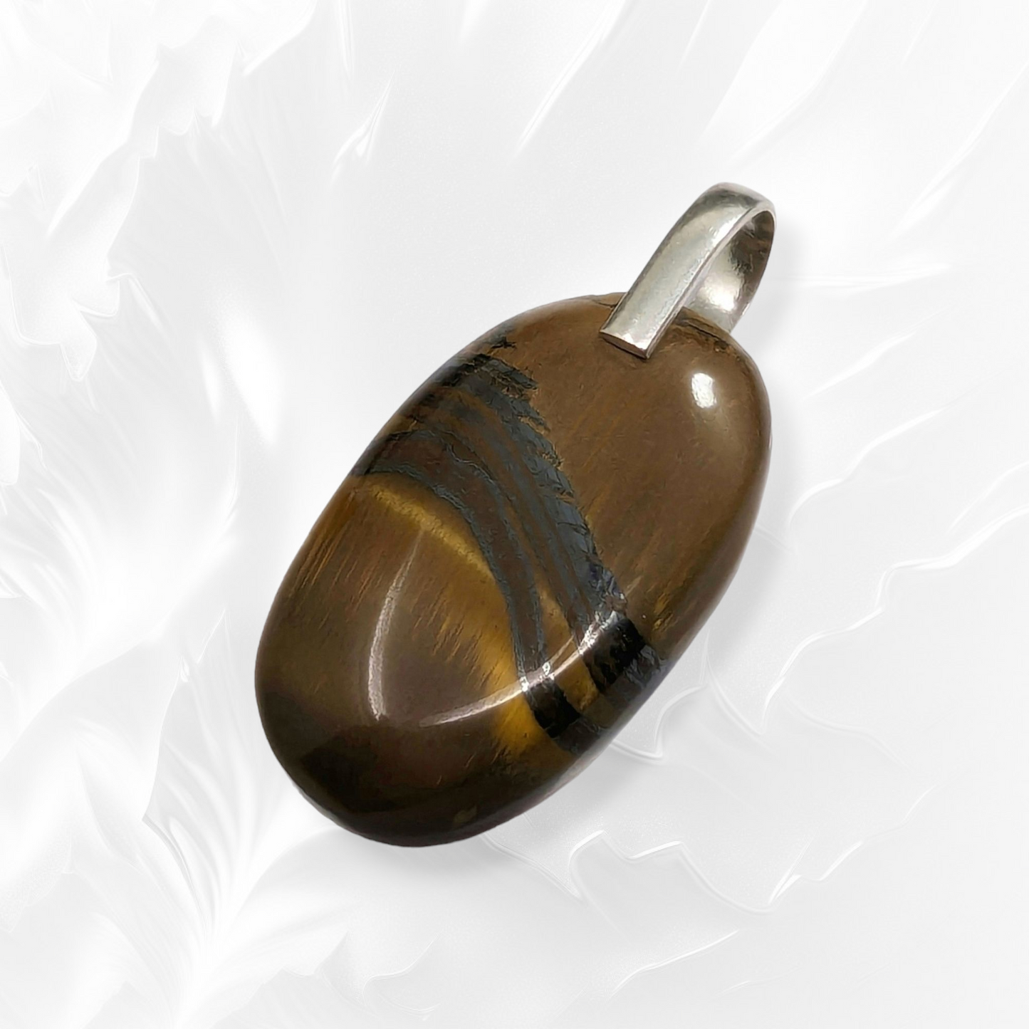 Authentic Tigers Eye Gemstone and 925 Sterling Silver Women's Pendant