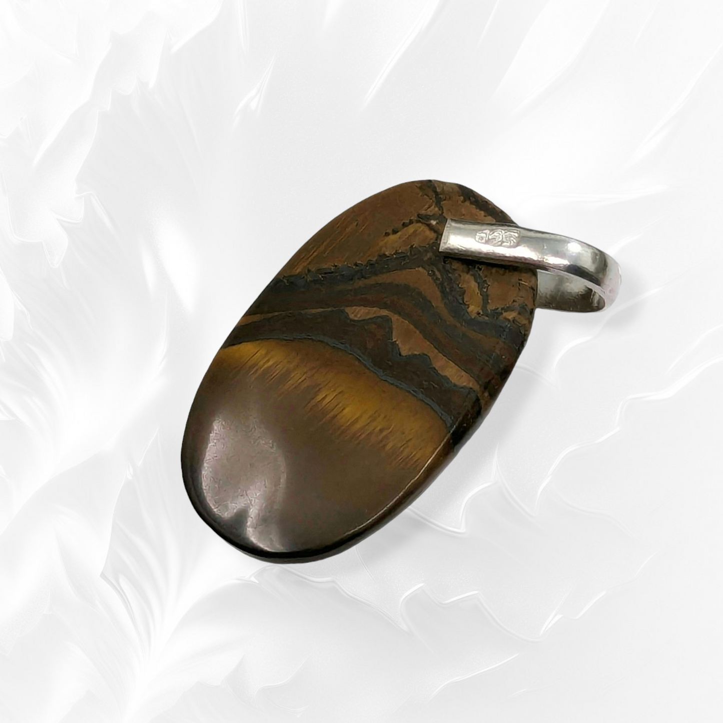 Authentic Tigers Eye Gemstone and 925 Sterling Silver Women's Pendant